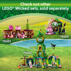 LEGO Wicked University balcony interior supports dynamic two-story play scenarios.