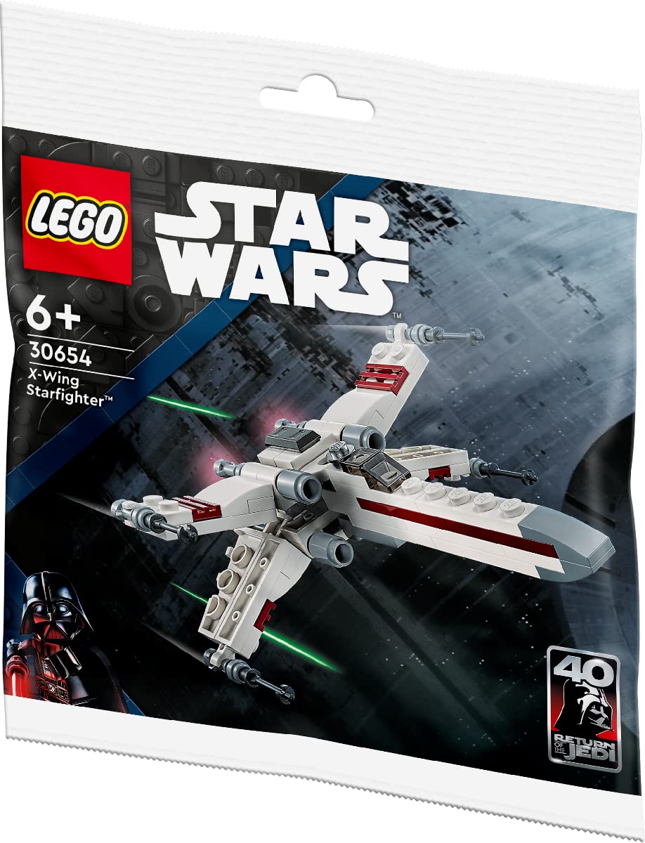 LEGO X-Wing Starfighter 30654 87-piece set supports creative building.