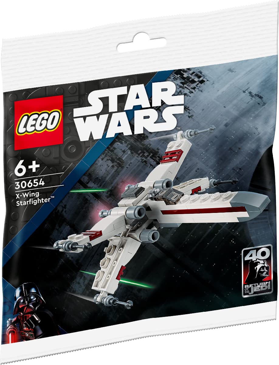 LEGO X-Wing Starfighter 30654 wings in landing mode for safe play.