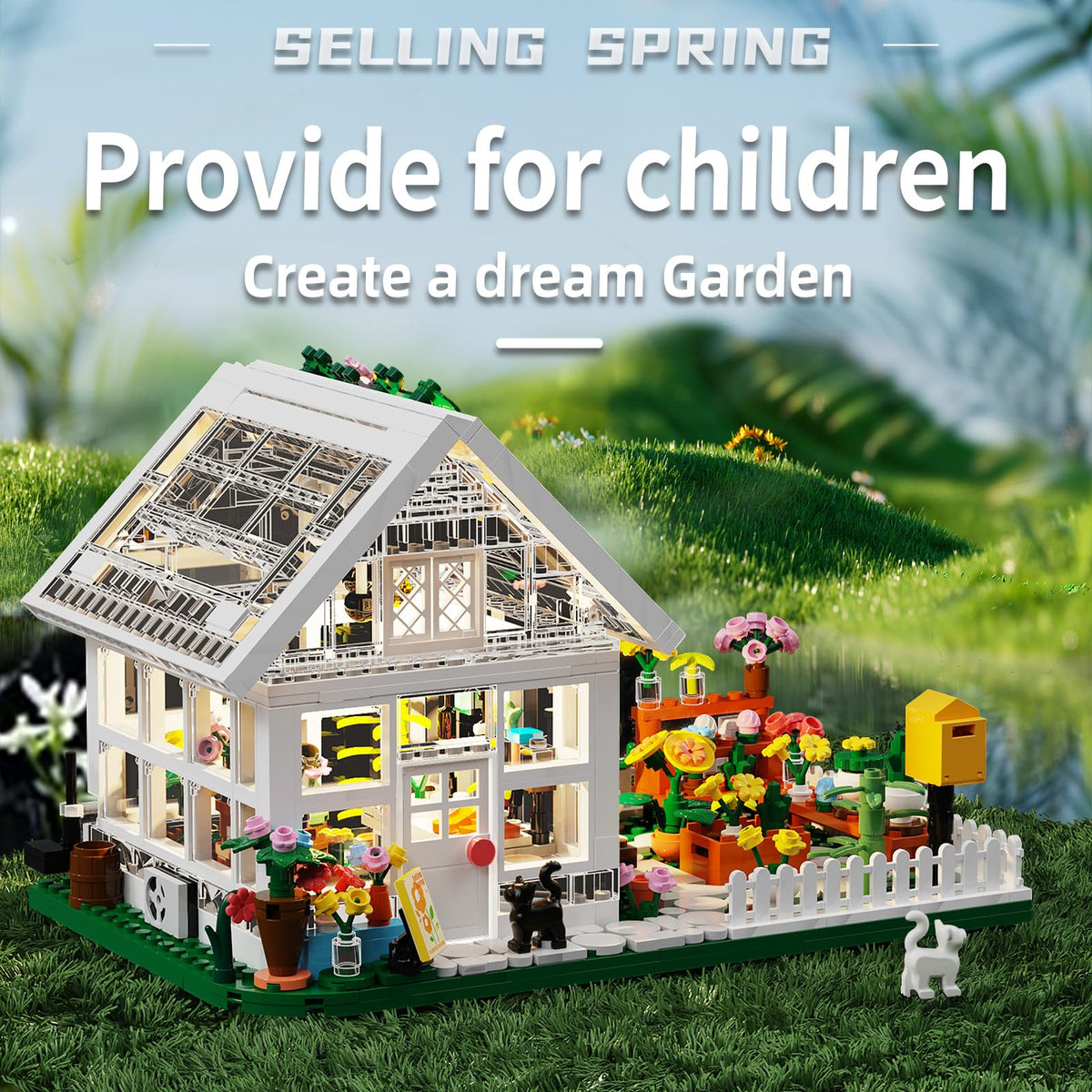 LEGPS YYDS Flower House LED windows and door open for creative scenes