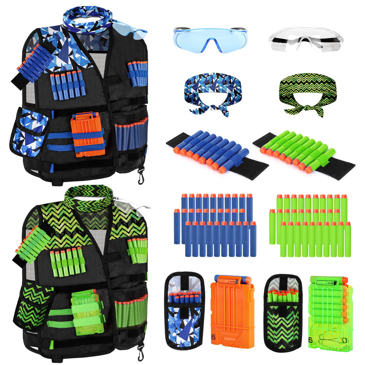 Lehoo Castle 2Pack blue vest for kids, comfortable fit during Nerf battles.