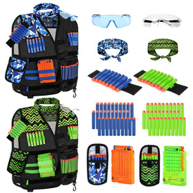 Lehoo Castle 2Pack blue vest for kids, comfortable fit during Nerf battles.