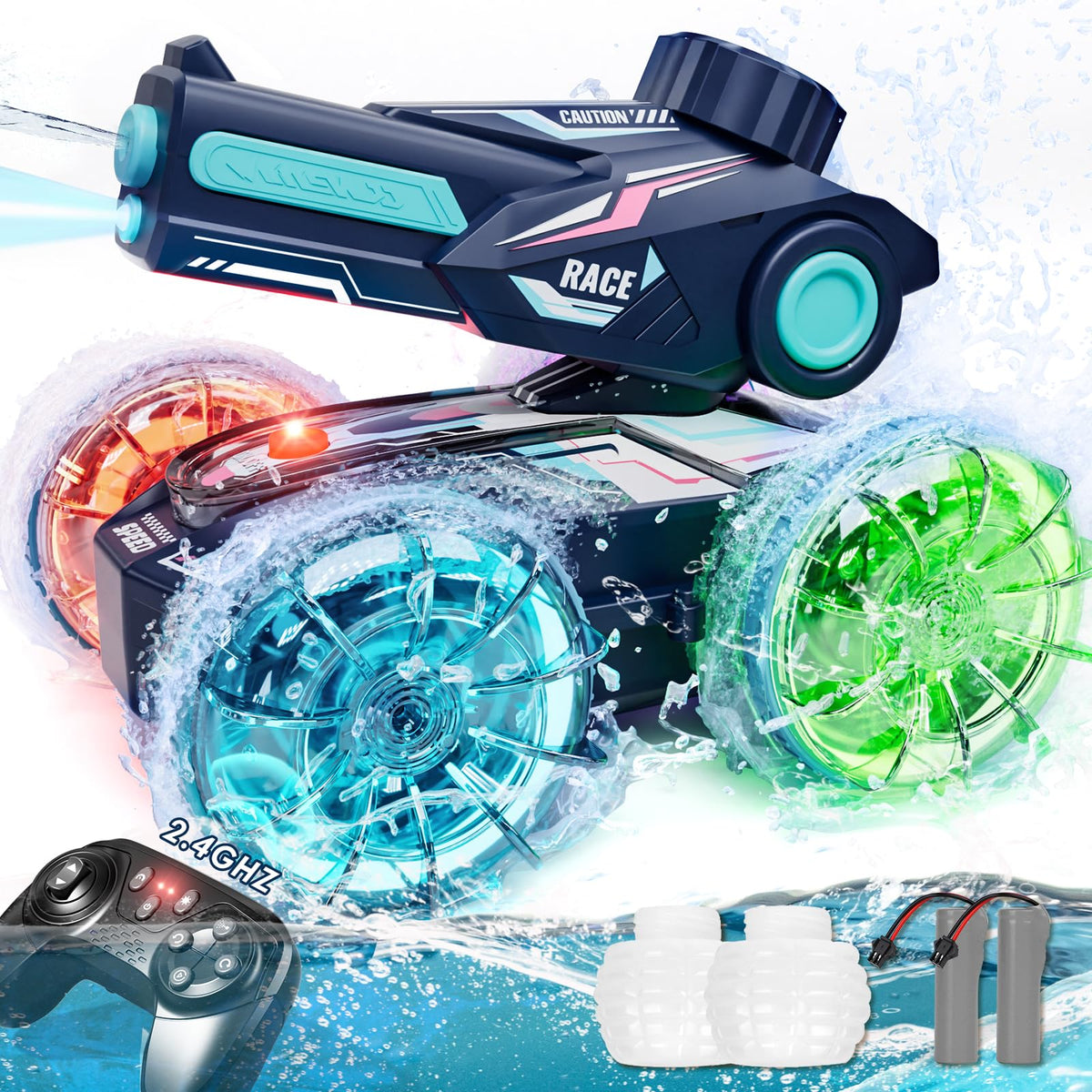 Lehoo Castle Amphibious RC Car on land with precise control for rugged play.