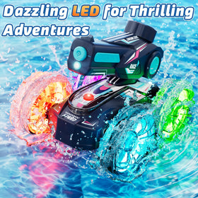 Lehoo Castle RC Car with bright LED lights for night racing visibility.