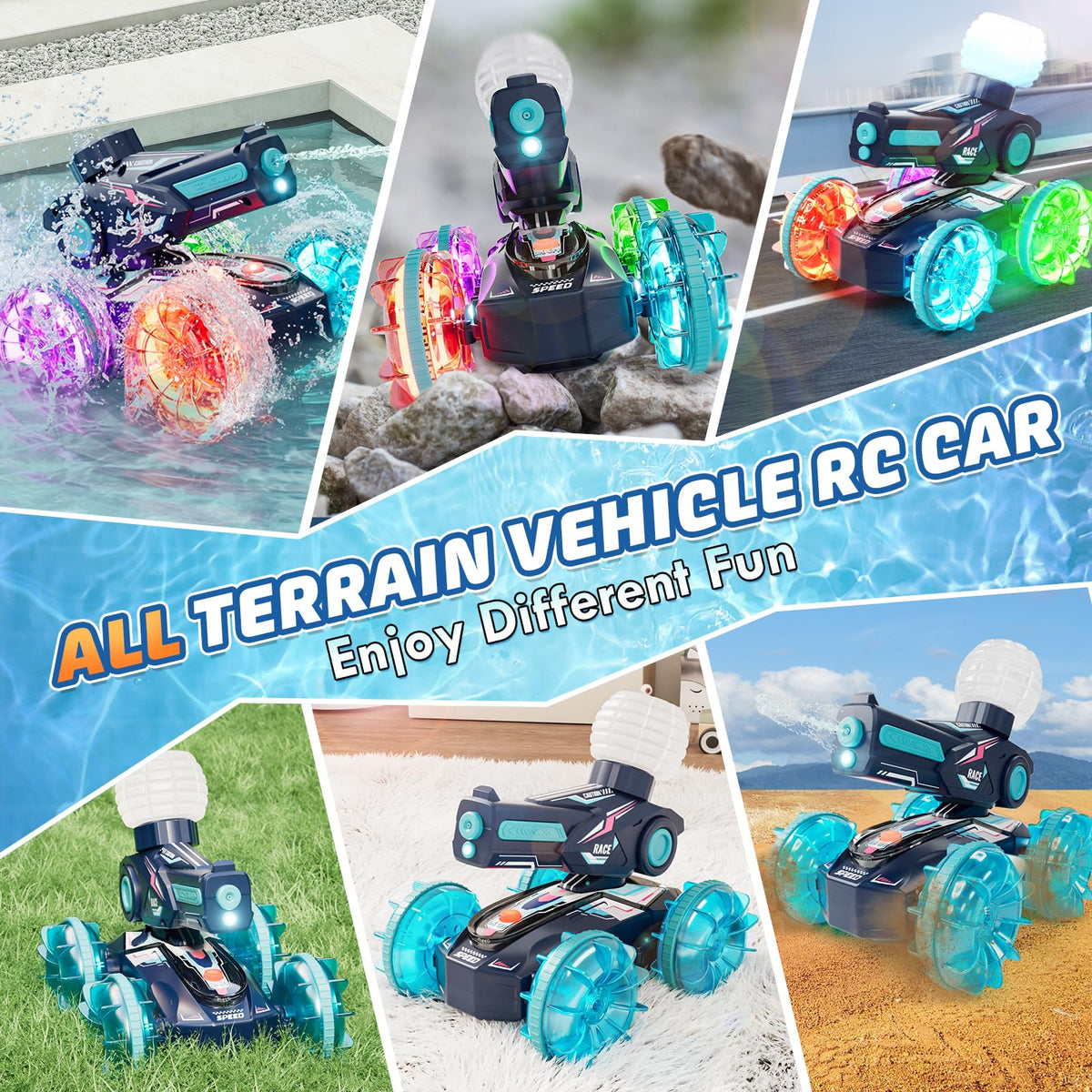 Lehoo Castle RC Car water gun in action for outdoor battles.