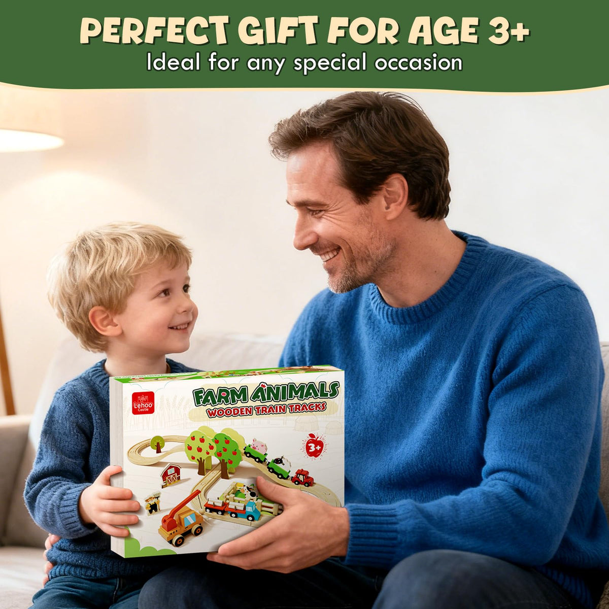 Ideal birthday or Christmas gift for toddlers who love farm animals and trains.