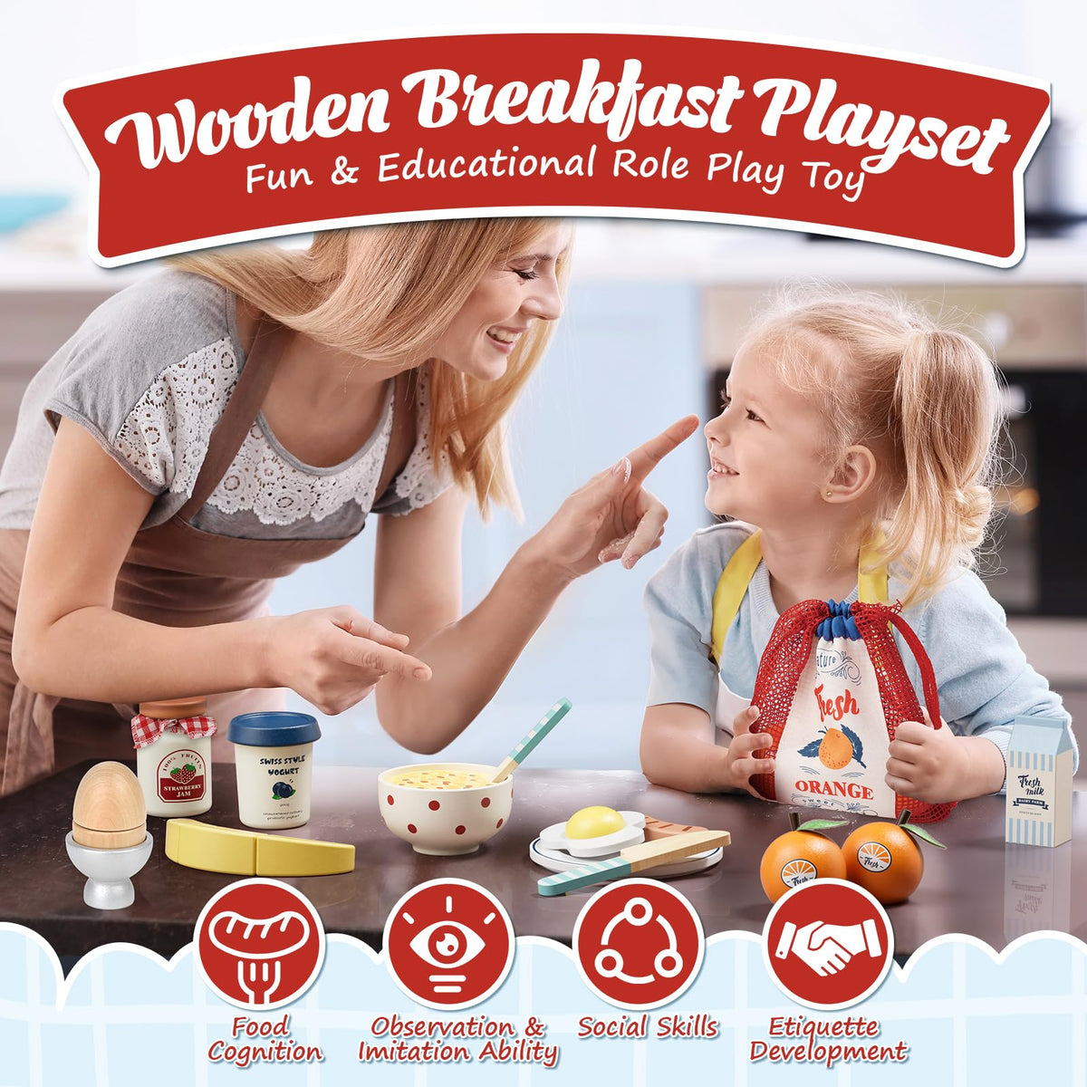 Lehoo Castle fruit slices and oatmeal bowl invite Montessori-inspired play.