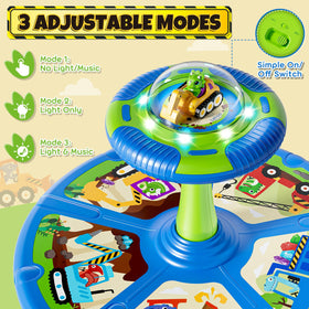 Dinosaur Sit and Spin with music provides cheerful cues for play