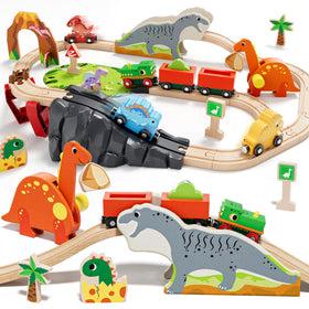 Lehoo Castle dinosaur train assembly demonstrates durable wooden construction for imaginative play.