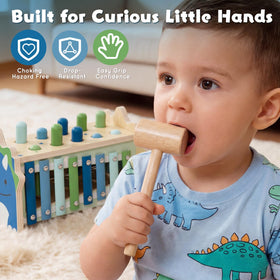 Lehoo Castle dinosaur xylophone encourages early rhythm and musical curiosity.