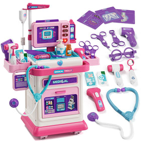 Lehoo Castle doctor cart side view for easy mobility during pretend play