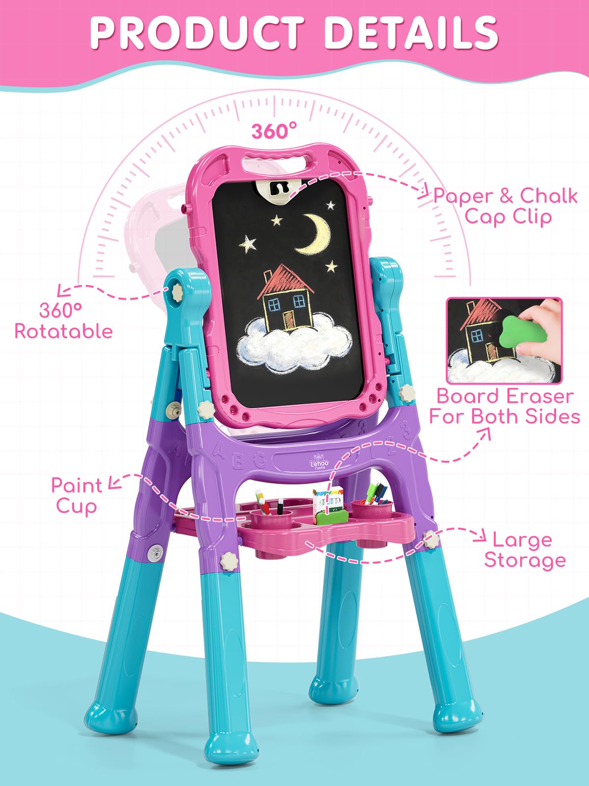 Lehoo Castle accessory pack adds magnets, chalk, and markers for creative exploration.