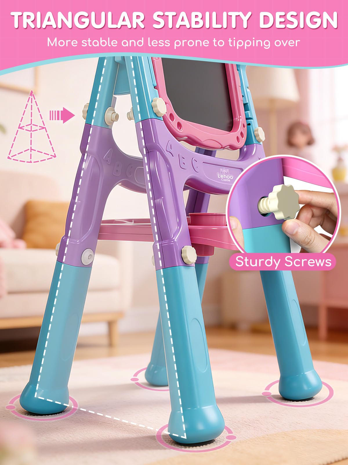 Lehoo Castle adjustable-height easel grows with your child for comfortable drawing.