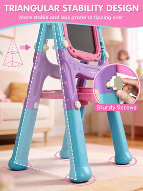 Lehoo Castle adjustable-height easel grows with your child for comfortable drawing.