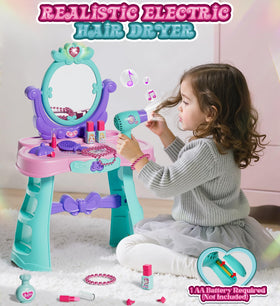Lehoo Castle electric hair dryer toy supports pretend hairstyling sessions.