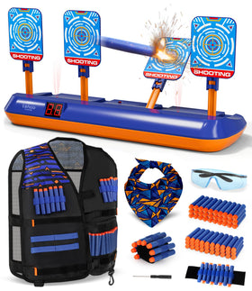 Lehoo Castle electronic shooting targets front view showing auto-reset action for Nerf play