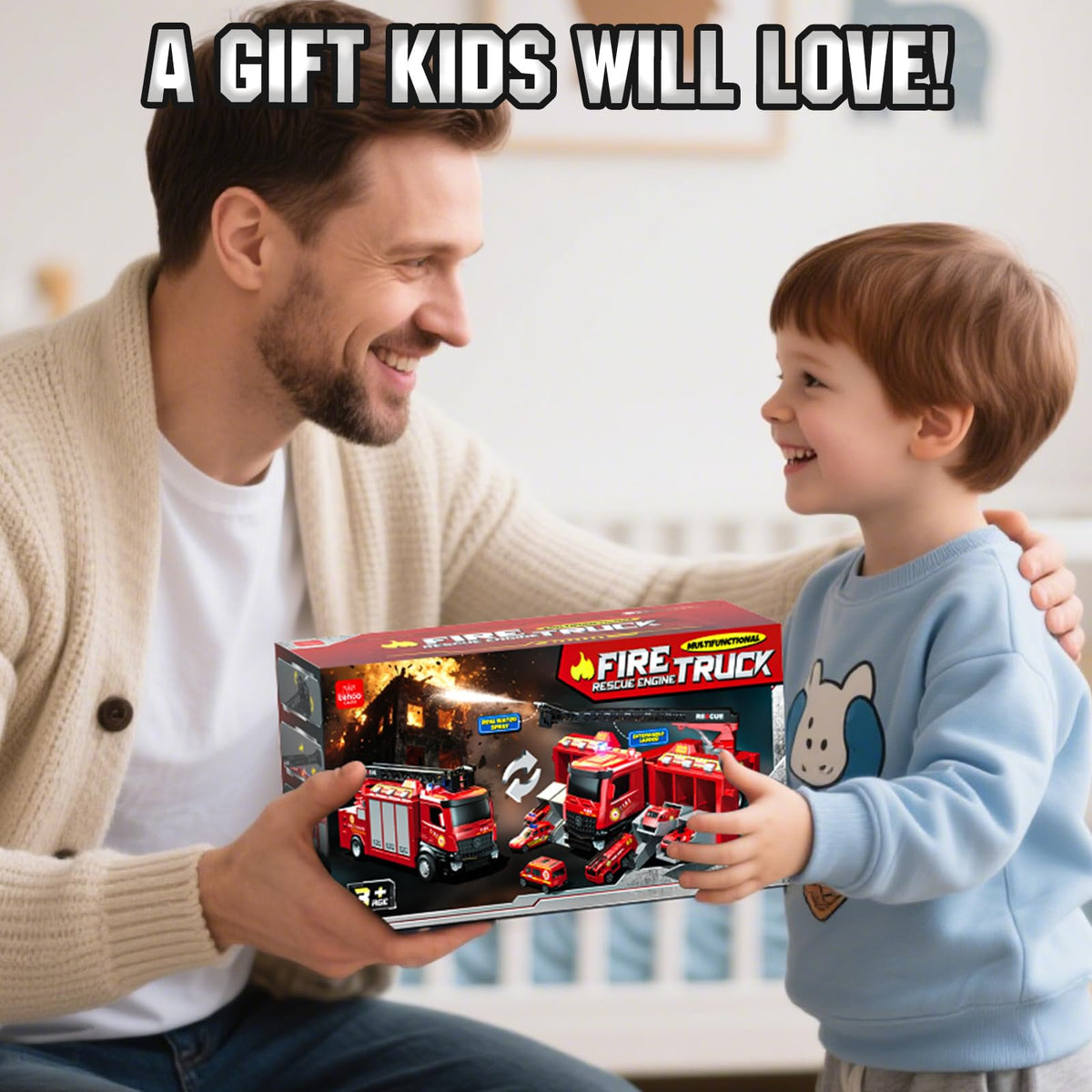 Lehoo Castle fire truck designed for ages 3 and up as a durable gift.