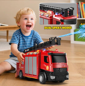 Lehoo Castle fire truck spray function enabling water play and STEM exploration.