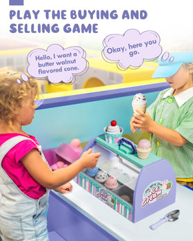 Lehoo Castle ice cream flavors and toppings promote sensory exploration during playtime.