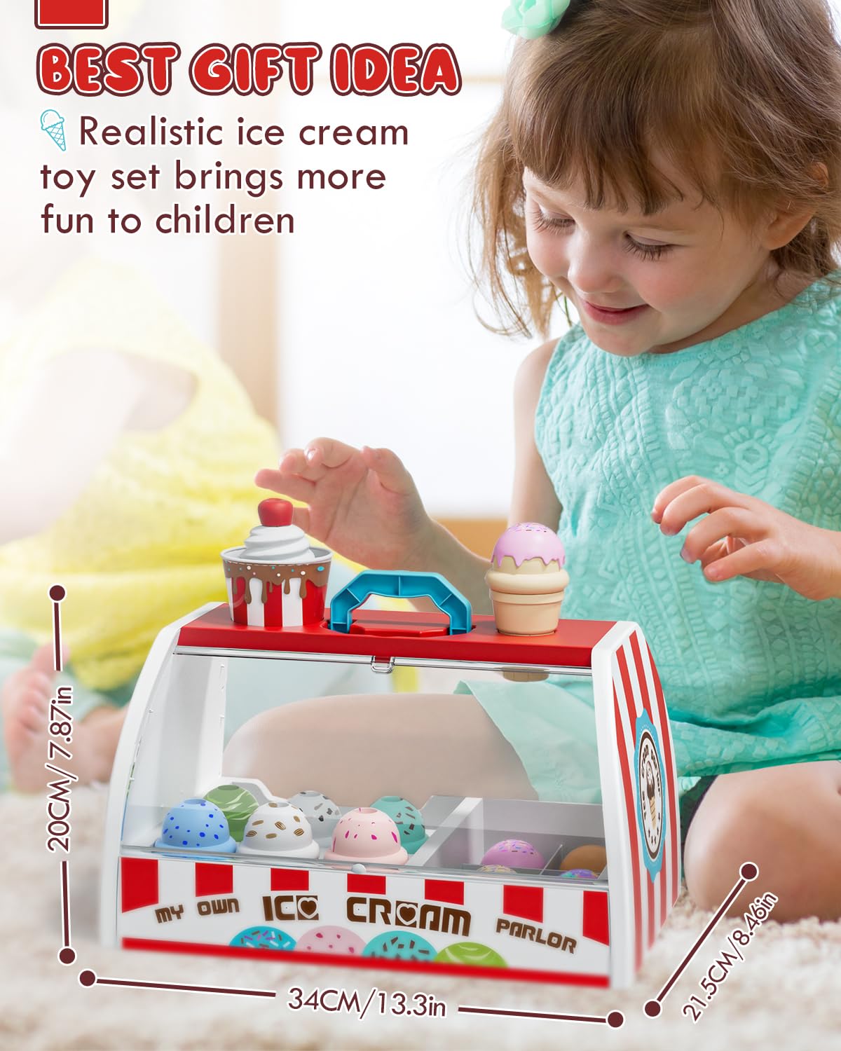 Lehoo Castle ice cream menu and cash register bring authentic pretend-store experiences