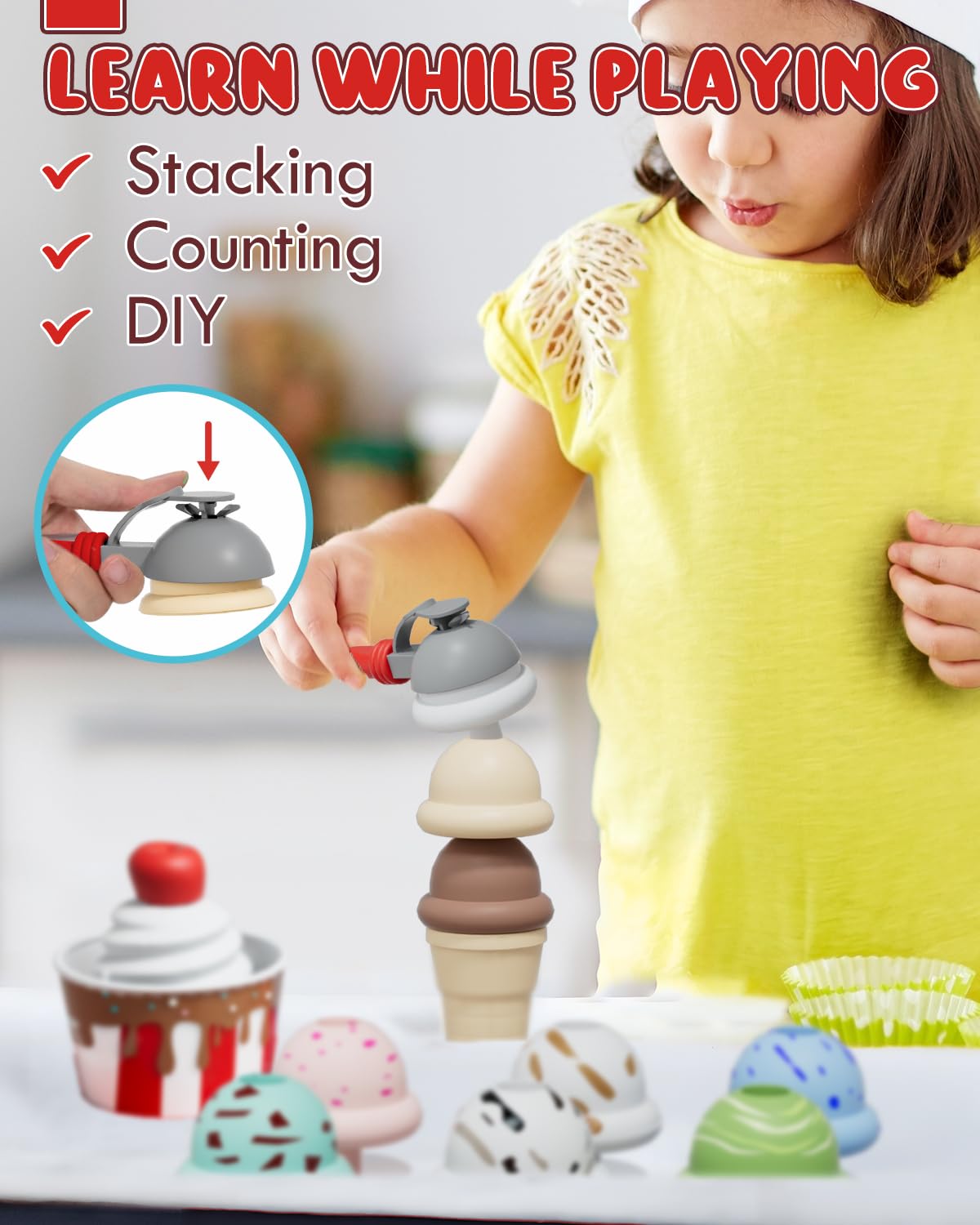 Lehoo Castle ice cream scoop and spoon enable precise scooping and hand-eye coordination