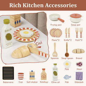 Realistic knobs and rotating parts support fine motor exploration.