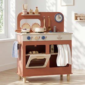 Lehoo Castle wooden kitchen frame for compact spaces and imaginative play.