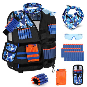 Lehoo Castle kids tactical vest blue, adjustable for a comfortable Nerf battle experience