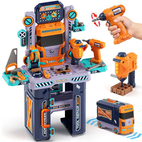 Lehoo Castle kids tool bench front view shows durable ABS construction for active play.