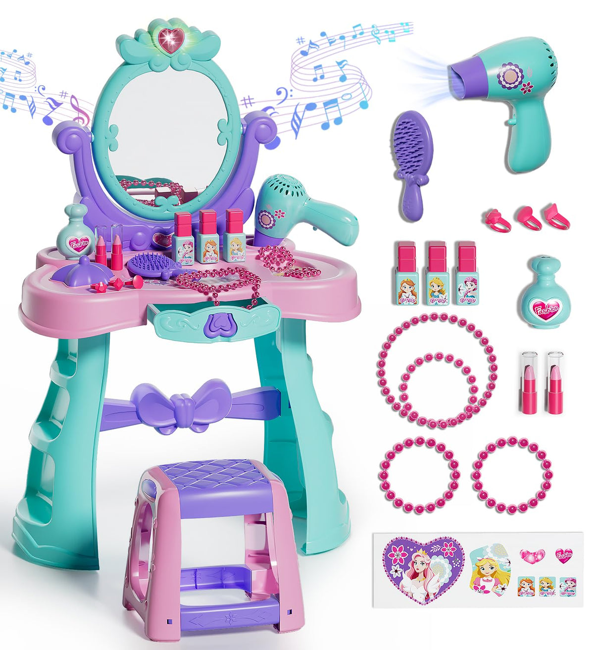 Lehoo Castle vanity mirror sparks imaginative dress-up play for kids.