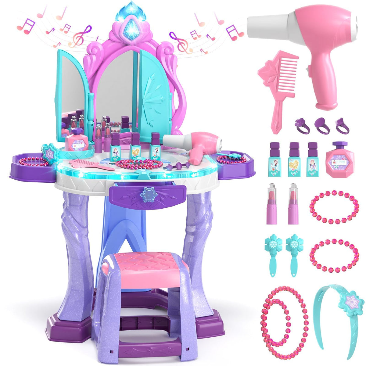 Lehoo Castle vanity table mirror with princess castle design for imaginative play