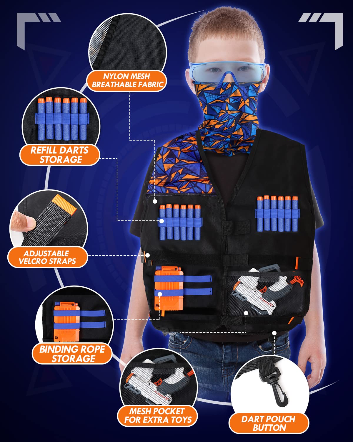 Lehoo Castle kids vest worn during interactive Nerf play for immersive role-play