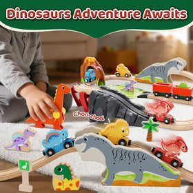 Lehoo Castle magnetic dinosaur trains connect easily for cooperative storytelling.