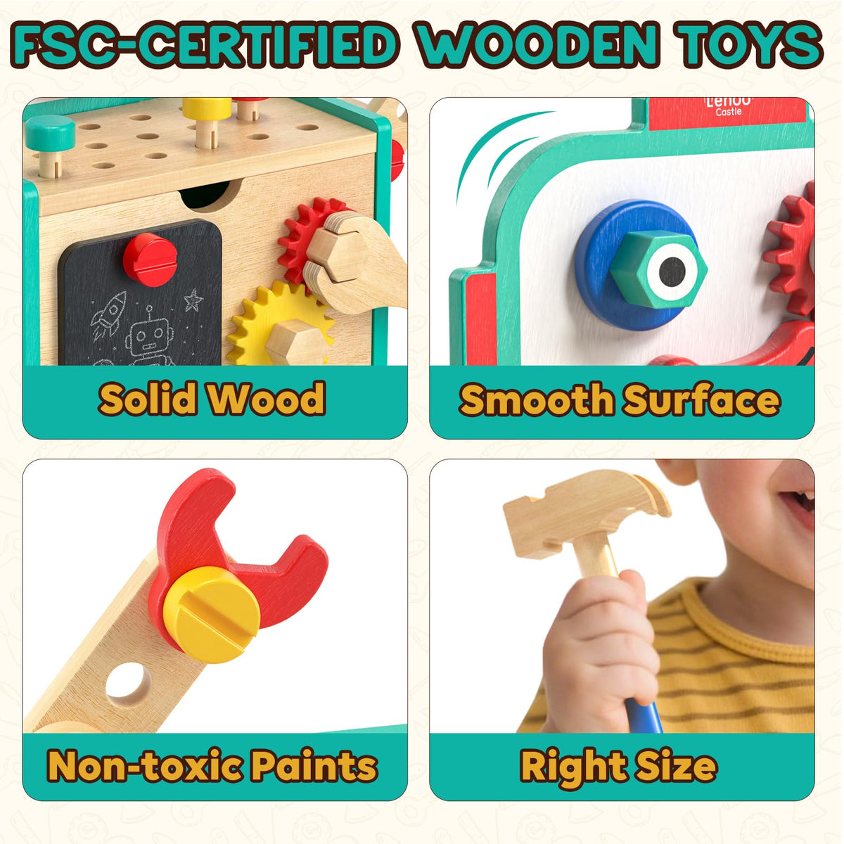 Lehoo Castle magnetic door belly keeps parts secure during pretend play.