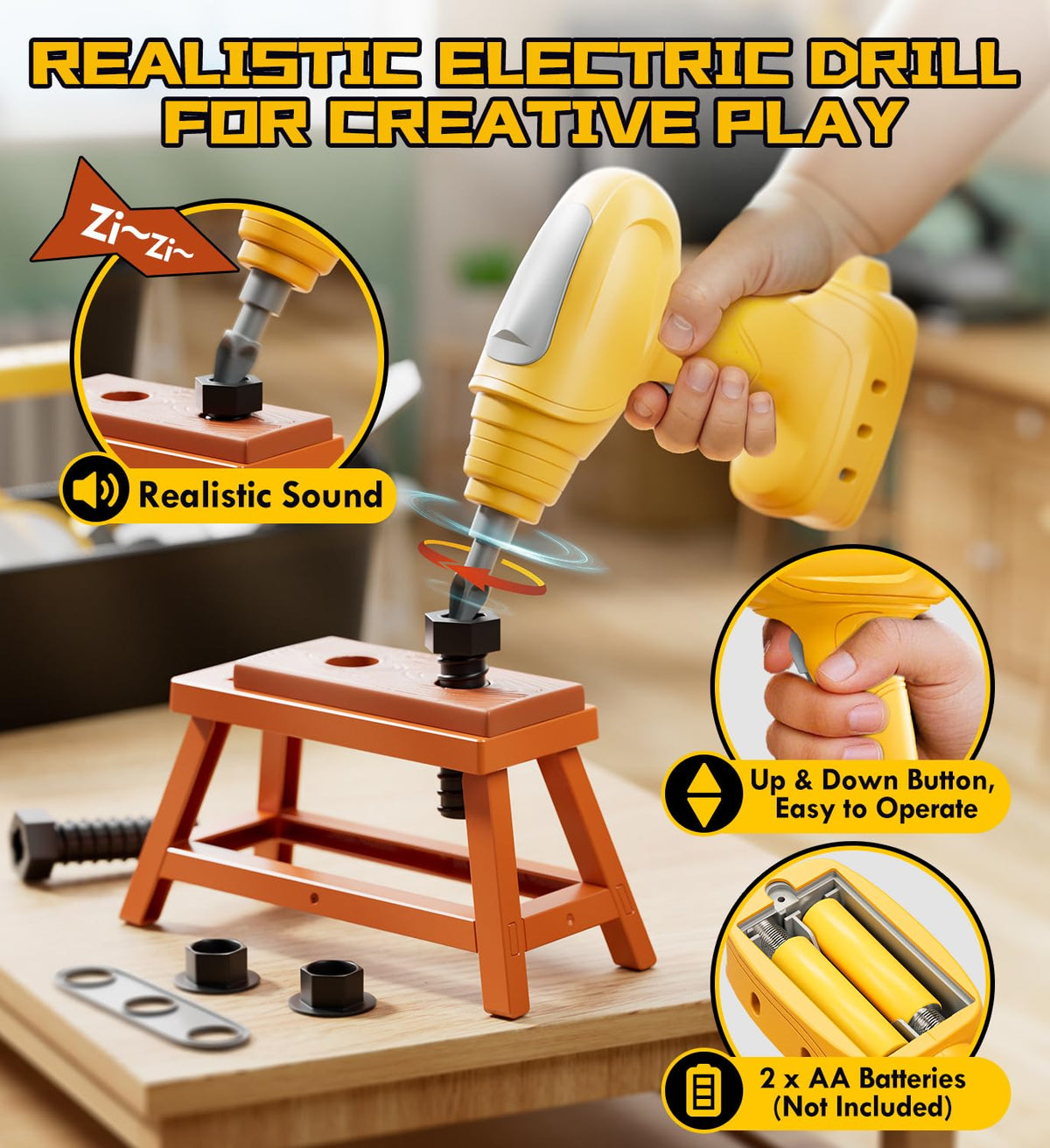 Lehoo Castle mini workbench enhances hands-on building and coordination during pretend construction.