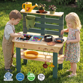 Lehoo Castle Mud Kitchen dimensions in backyard-ready setup.