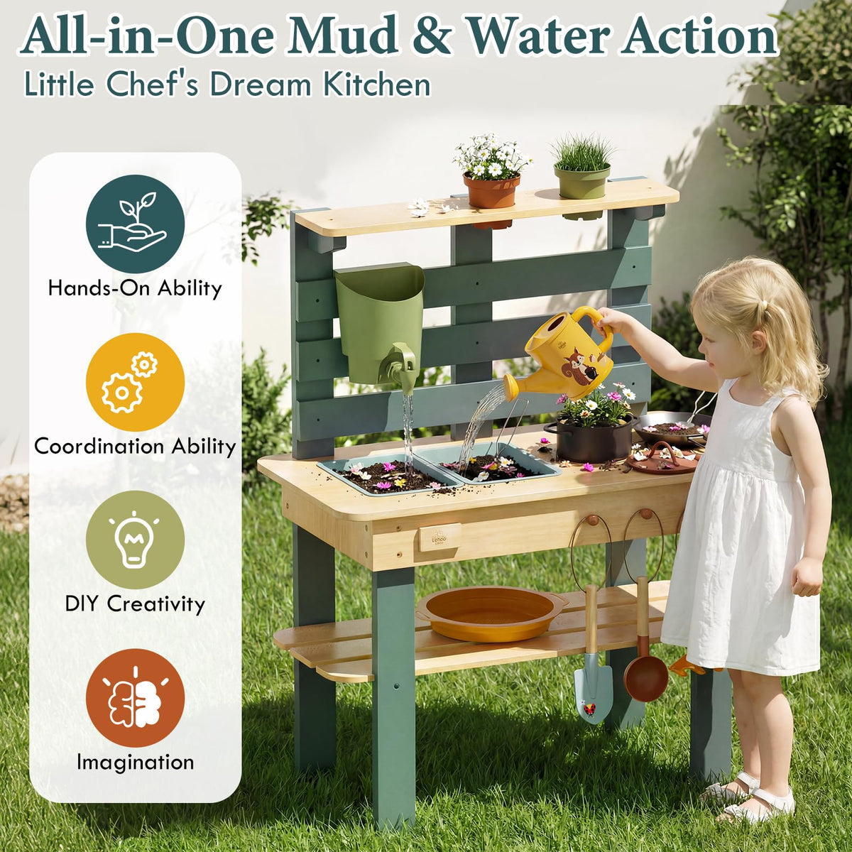Lehoo Castle Mud Kitchen designed for two or more kids to share.