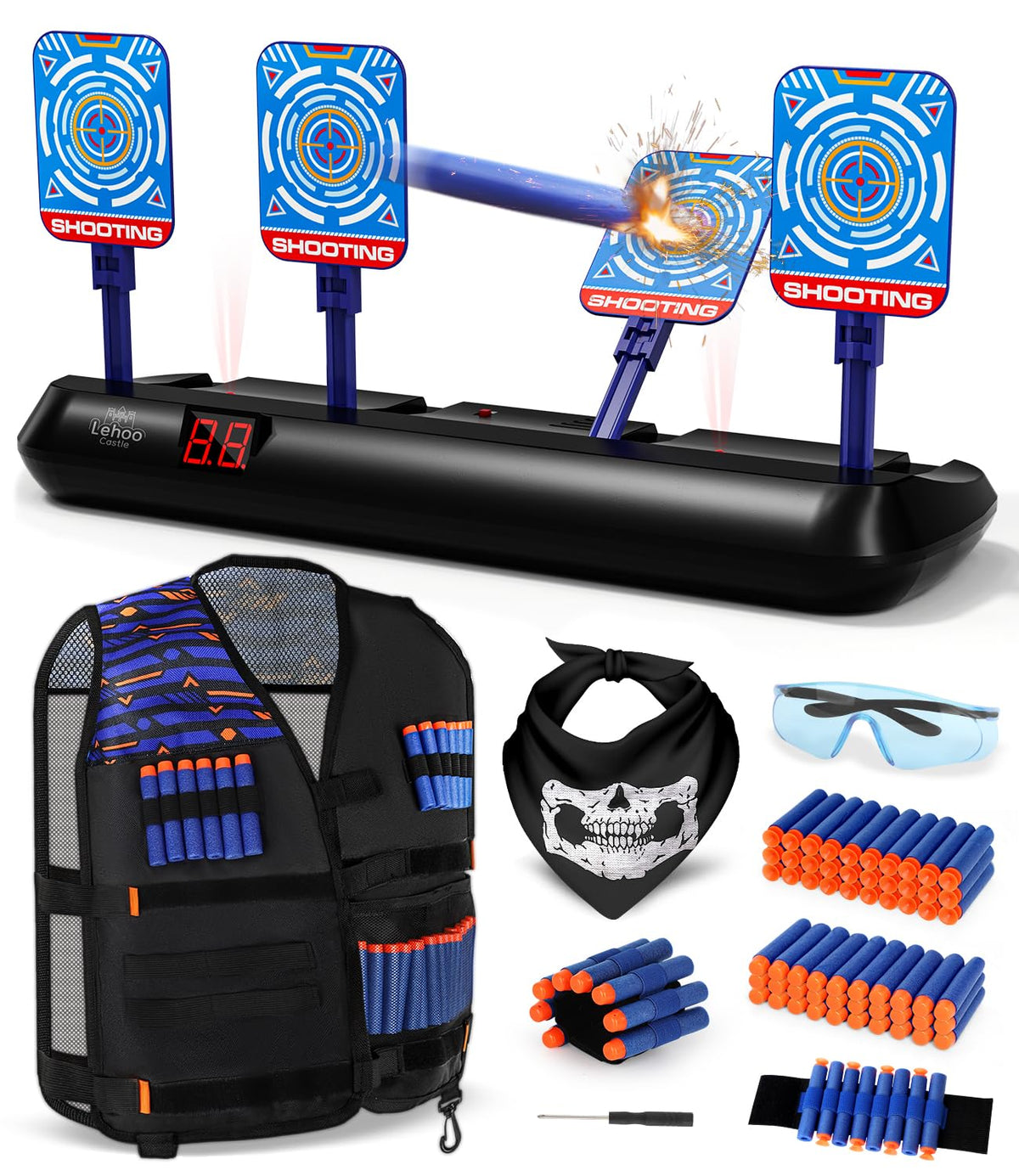 Lehoo Castle Nerf Target Base provides a sturdy setup for backyard shooting.