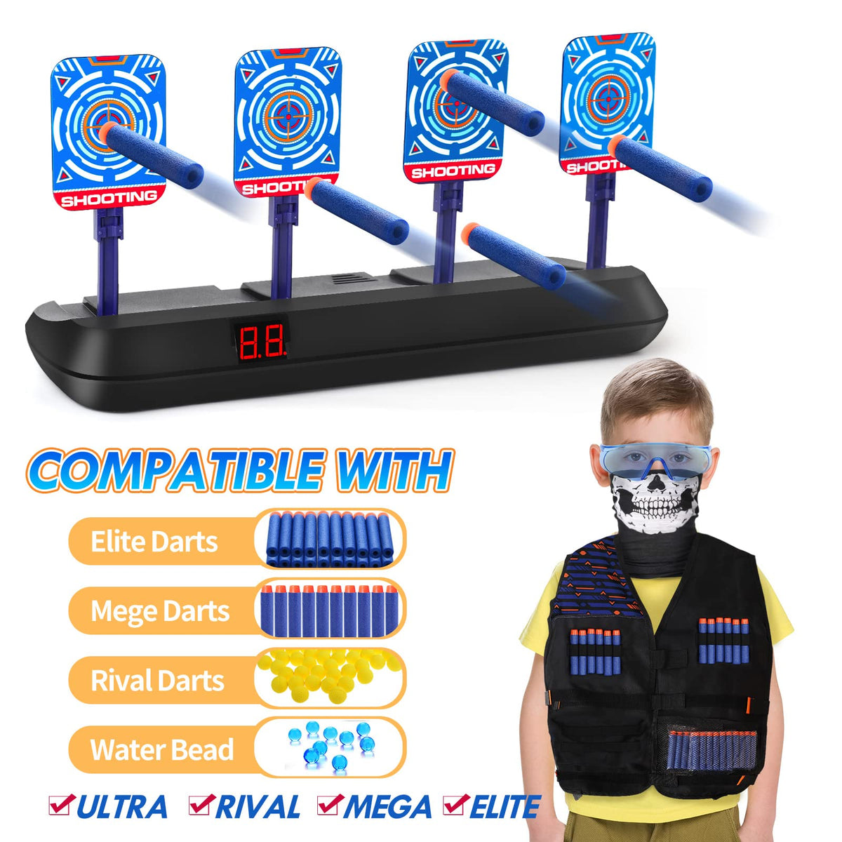 Lehoo Castle Nerf Target Glasses protect eyes during energetic play sessions.