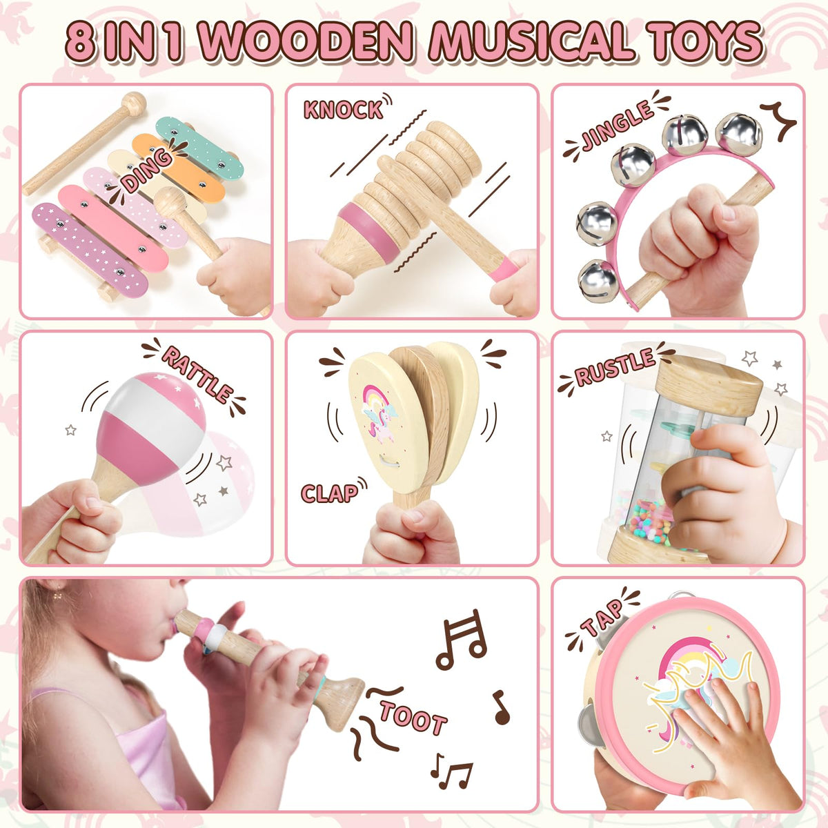 Lehoo Castle pink maracas encourage shaking and rhythm practice