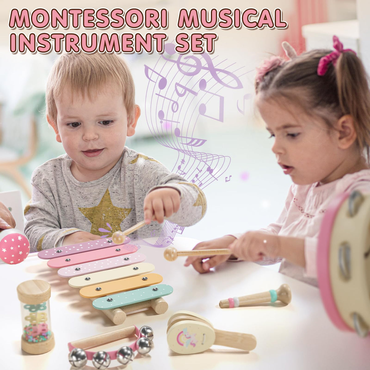Lehoo Castle pink tambourine for group rhythm and joyful play