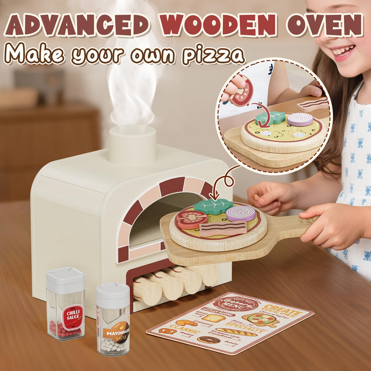 Lehoo Castle pizza oven top baking compartment showing kid-friendly baking fun