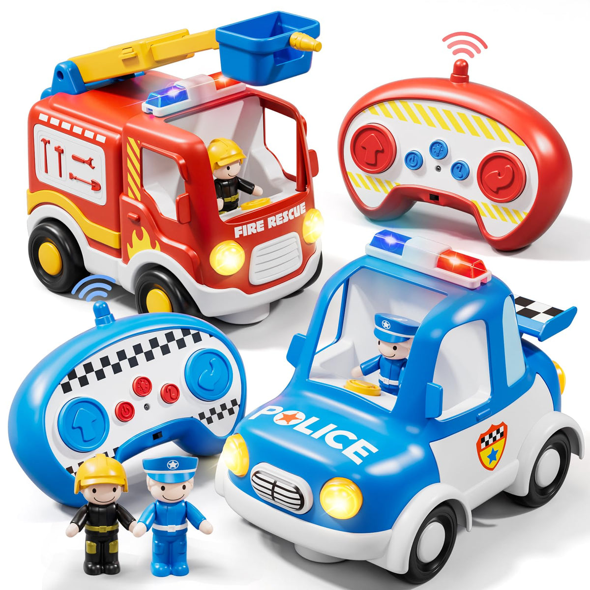 Lehoo Castle police car with lights for toddlers – encourages imaginative play.