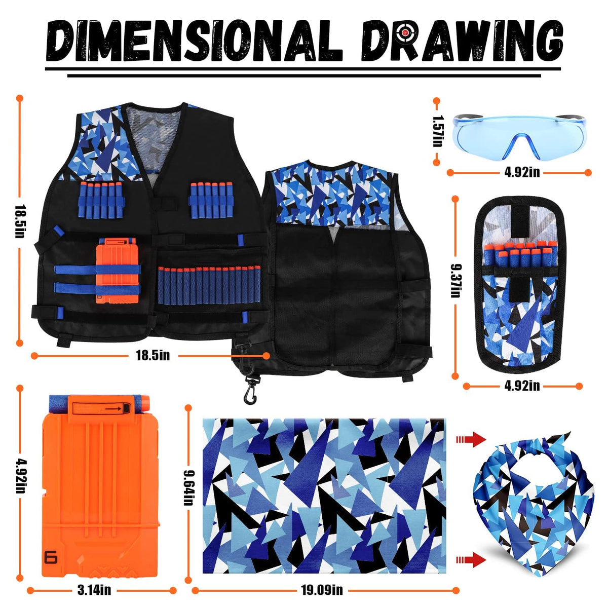 Protective glasses blue for clear protection during fast action