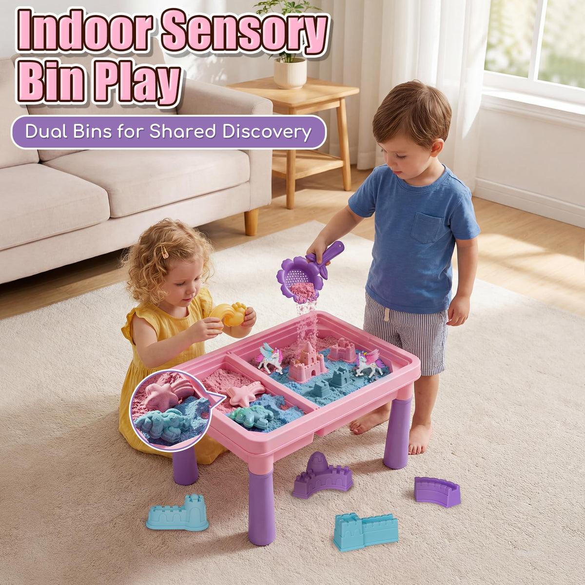 Lehoo Castle Sand Table ready for indoor or outdoor play