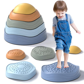 Lehoo Castle stepping stones with non-slip bottom for safer balance practice indoors.