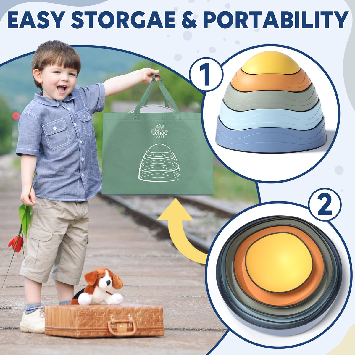 Lehoo Castle storage bag included for easy transport and tidy storage.