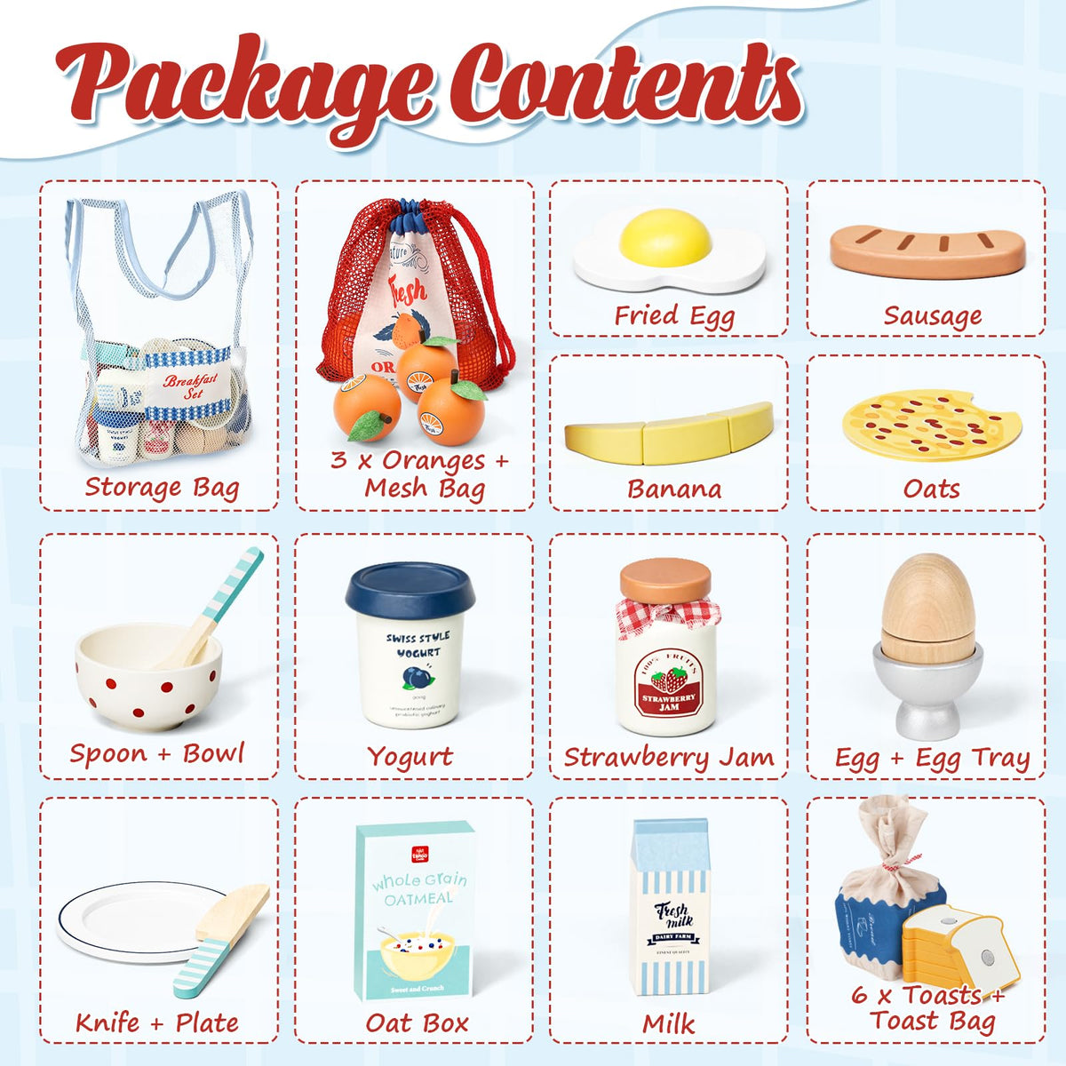 Lehoo Castle storage mesh bag keeps play food organized after playtime.