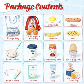 Lehoo Castle storage mesh bag keeps play food organized after playtime.