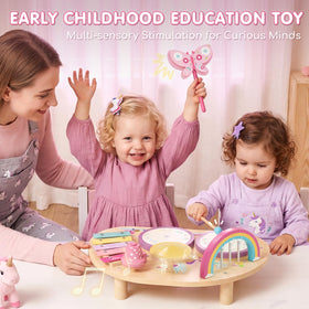Lehoo Castle Toddler Drum Set rainbow wind chime adds melodic playtime ambiance